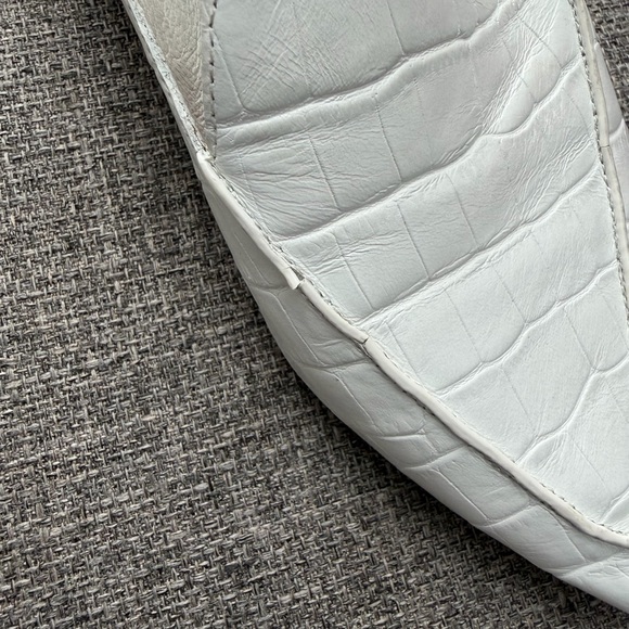 Jeffrey Campbell Viona Loafer White Croc with Wooden Heel - Picture 4 of 15